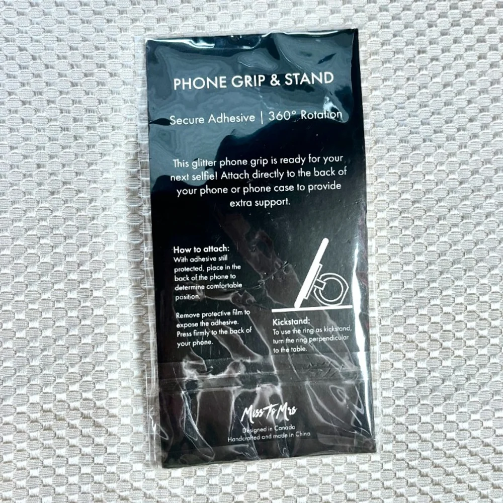 Glittery White Diamond Phone Grip and Kickstand with Rose Gold Toned Metal
